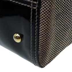 Pre Owned Fendi Black Patent Leather and Canvas Small Chameleon Satchel