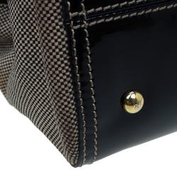 Pre Owned Fendi Black Patent Leather and Canvas Small Chameleon Satchel