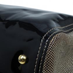 Pre Owned Fendi Black Patent Leather and Canvas Small Chameleon Satchel