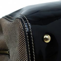 Pre Owned Fendi Black Patent Leather and Canvas Small Chameleon Satchel