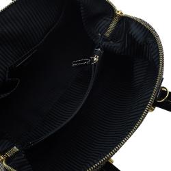 Pre Owned Fendi Black Patent Leather and Canvas Small Chameleon Satchel