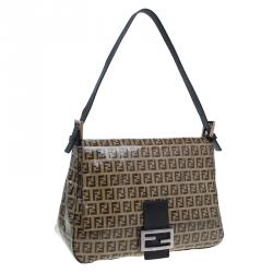 Pre Owned Fendi Tobbaco Zucchino Coated Canvas Mama Forever Shoulder Bag