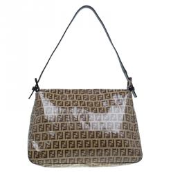 Pre Owned Fendi Tobbaco Zucchino Coated Canvas Mama Forever Shoulder Bag