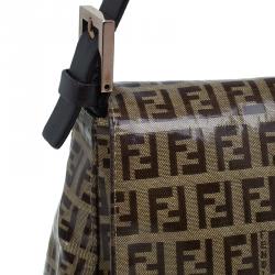 Pre Owned Fendi Tobbaco Zucchino Coated Canvas Mama Forever Shoulder Bag