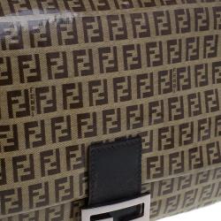 Pre Owned Fendi Tobbaco Zucchino Coated Canvas Mama Forever Shoulder Bag