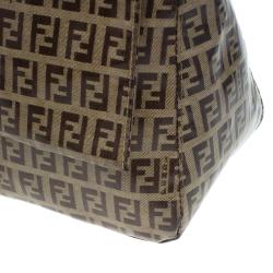 Pre Owned Fendi Tobbaco Zucchino Coated Canvas Mama Forever Shoulder Bag
