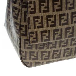 Pre Owned Fendi Tobbaco Zucchino Coated Canvas Mama Forever Shoulder Bag