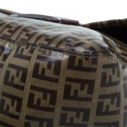 Pre Owned Fendi Tobbaco Zucchino Coated Canvas Mama Forever Shoulder Bag