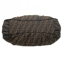 Pre Owned Fendi Tobacco/Black Zucca Canvas Large Mia Shoulder Bag