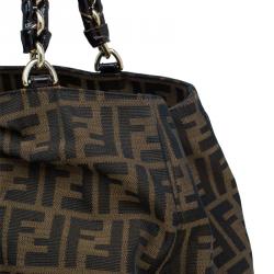 Pre Owned Fendi Tobacco/Black Zucca Canvas Large Mia Shoulder Bag