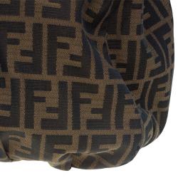 Pre Owned Fendi Tobacco/Black Zucca Canvas Large Mia Shoulder Bag