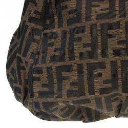 Pre Owned Fendi Tobacco/Black Zucca Canvas Large Mia Shoulder Bag