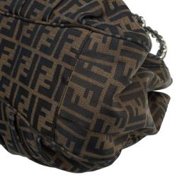 Pre Owned Fendi Tobacco/Black Zucca Canvas Large Mia Shoulder Bag