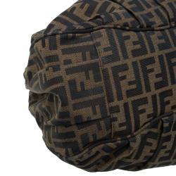 Pre Owned Fendi Tobacco/Black Zucca Canvas Large Mia Shoulder Bag