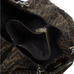 Pre Owned Fendi Tobacco/Black Zucca Canvas Large Mia Shoulder Bag
