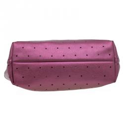 Pre Owned Fendi Metallic Purple Perforated Leather Roll Tote