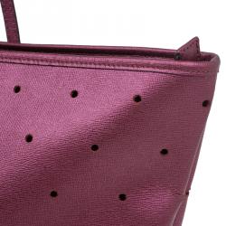Pre Owned Fendi Metallic Purple Perforated Leather Roll Tote