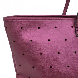 Pre Owned Fendi Metallic Purple Perforated Leather Roll Tote