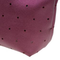 Pre Owned Fendi Metallic Purple Perforated Leather Roll Tote