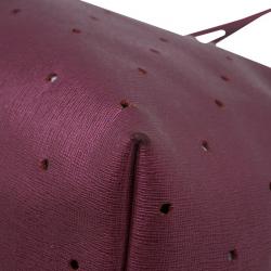 Pre Owned Fendi Metallic Purple Perforated Leather Roll Tote