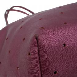 Pre Owned Fendi Metallic Purple Perforated Leather Roll Tote