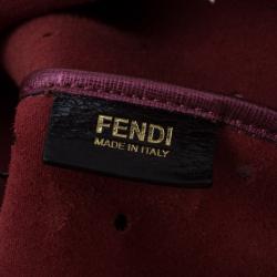 Pre Owned Fendi Metallic Purple Perforated Leather Roll Tote