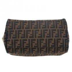 Pre Owned Fendi Tobacco Zucca Canvas Medium Boston Bag