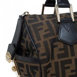 Pre Owned Fendi Tobacco Zucca Canvas Medium Boston Bag