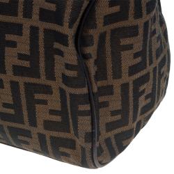 Pre Owned Fendi Tobacco Zucca Canvas Medium Boston Bag
