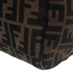 Pre Owned Fendi Tobacco Zucca Canvas Medium Boston Bag