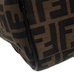 Pre Owned Fendi Tobacco Zucca Canvas Medium Boston Bag