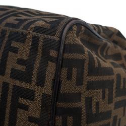 Pre Owned Fendi Tobacco Zucca Canvas Medium Boston Bag