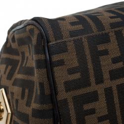 Pre Owned Fendi Tobacco Zucca Canvas Medium Boston Bag