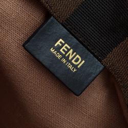 Pre Owned Fendi Tobacco/Red Pequin Canvas Simply Shopping Tote