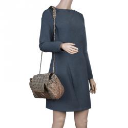 Pre Owned Fendi Beige/Brown Zucchino Coated Canvas Drawstring Flap Crossbody Bag