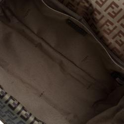 Pre Owned Fendi Beige/Brown Zucchino Coated Canvas Drawstring Flap Crossbody Bag