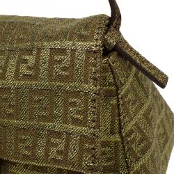 Pre Owned Fendi Gold Zucchino Canvas Mini Mama Shoulder Bag