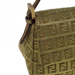 Pre Owned Fendi Gold Zucchino Canvas Mini Mama Shoulder Bag