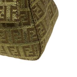 Pre Owned Fendi Gold Zucchino Canvas Mini Mama Shoulder Bag