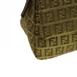 Pre Owned Fendi Gold Zucchino Canvas Mini Mama Shoulder Bag