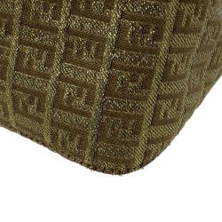 Pre Owned Fendi Gold Zucchino Canvas Mini Mama Shoulder Bag