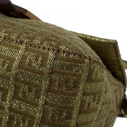Pre Owned Fendi Gold Zucchino Canvas Mini Mama Shoulder Bag