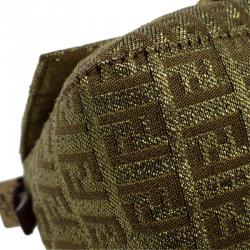 Pre Owned Fendi Gold Zucchino Canvas Mini Mama Shoulder Bag