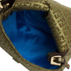 Pre Owned Fendi Gold Zucchino Canvas Mini Mama Shoulder Bag