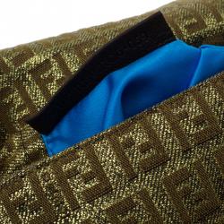 Pre Owned Fendi Gold Zucchino Canvas Mini Mama Shoulder Bag