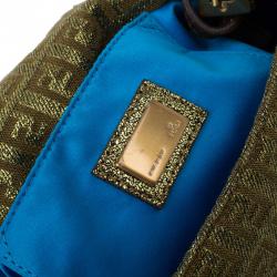Pre Owned Fendi Gold Zucchino Canvas Mini Mama Shoulder Bag