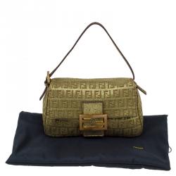 Pre Owned Fendi Gold Zucchino Canvas Mini Mama Shoulder Bag