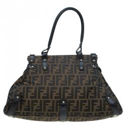 Pre Owned Fendi Tobacco Zucca Canvas and Leather Medium Magic Bag