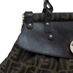Pre Owned Fendi Tobacco Zucca Canvas and Leather Medium Magic Bag