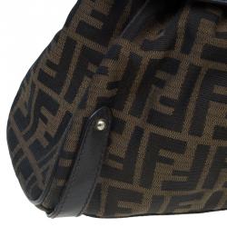 Pre Owned Fendi Tobacco Zucca Canvas and Leather Medium Magic Bag